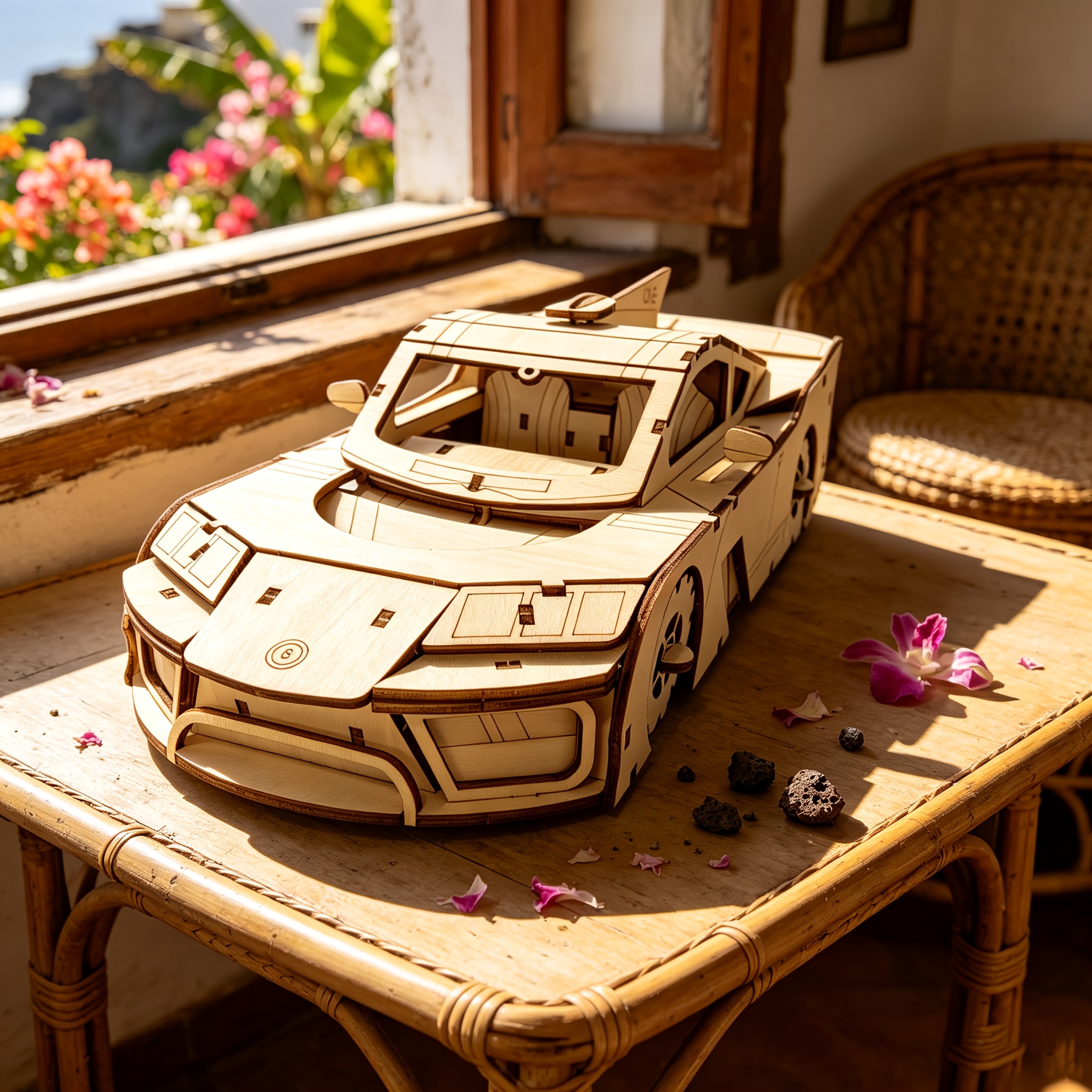 3D Wooden Supercar Puzzle, Hand-Assembled Race Car Model Kit