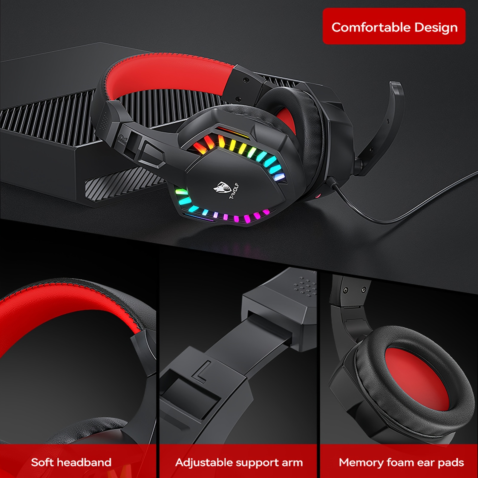 TF880 Complete Wired Gaming Set: Perfectly Compatible with PC, Laptop, And Console, Featuring an Anti-Slip Mouse, Sturdy Mouse Pad, Comfortable Headset, Dreamlight Keyboard, And Versatile Speaker with USB Power, 3.5Mm Output, Dual Diaphragm