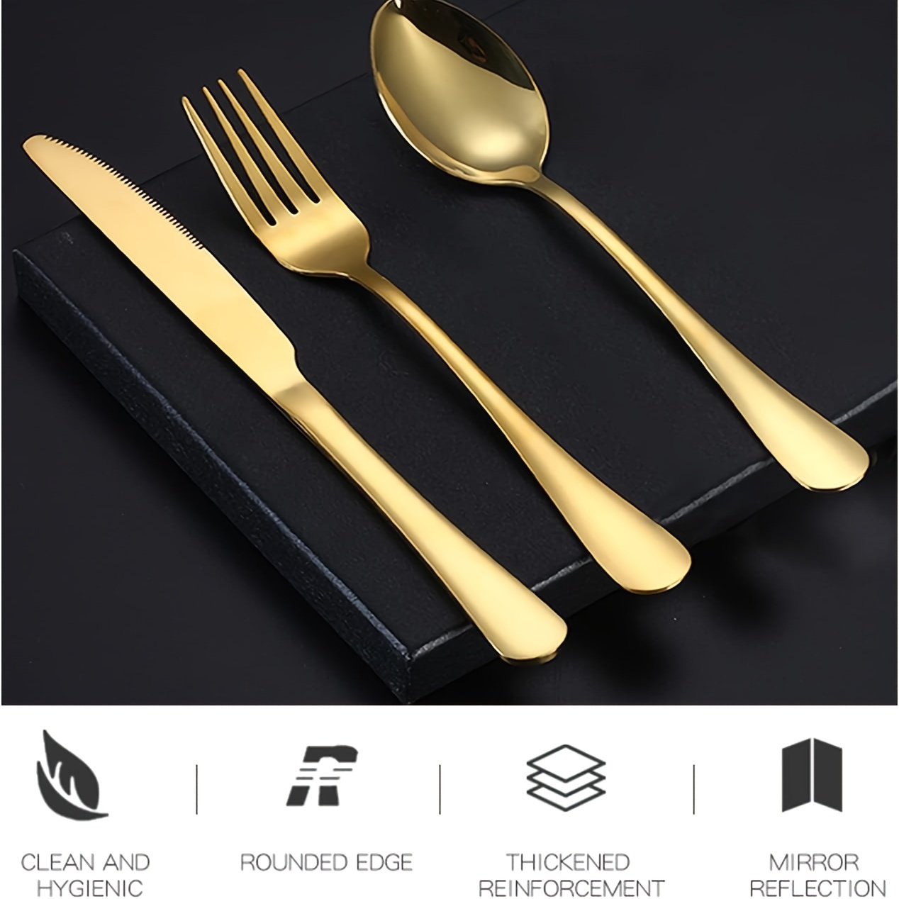 personalized stainless steel tableware set customized engraved names reusable tableware sets for   birthdays black and   silverware set suitable for home offices schools camping Product details 6
