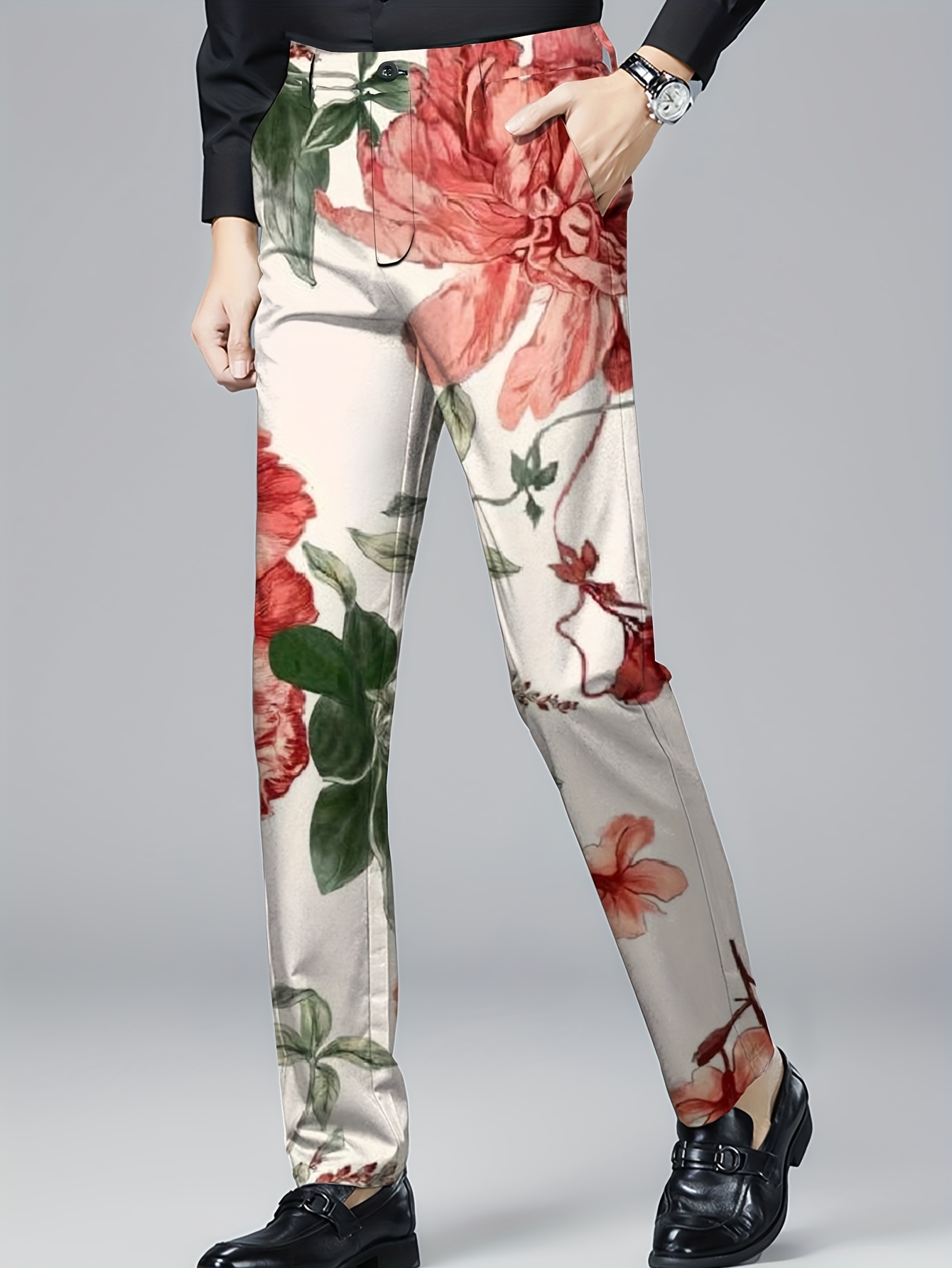 pantalones traje flores informales hombre poliéster Temu Uruguay