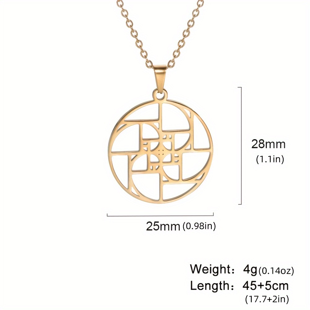 1pc Spiral Necklace Geometric Spiral Design Stainless Steel  Golden-Tone Unisex Jewelry for Men Women Math-