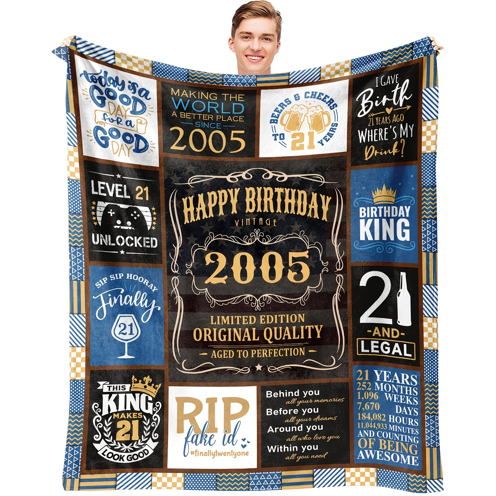 TEMU - 1pc Blanket Gift For His 21st Birthday, Best Gift For -year-old Man, 21st Birthday Blanket Present For Him, 21st Birthday Gift For Men, 21st
