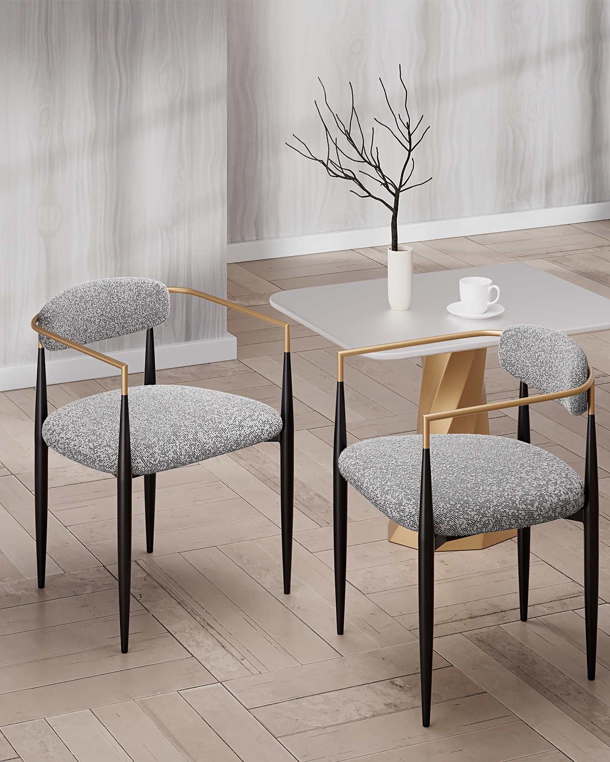 dining chairs boucle armchair set of 2 for kitchen reception room living room bedroom restaurant caf Product details 1