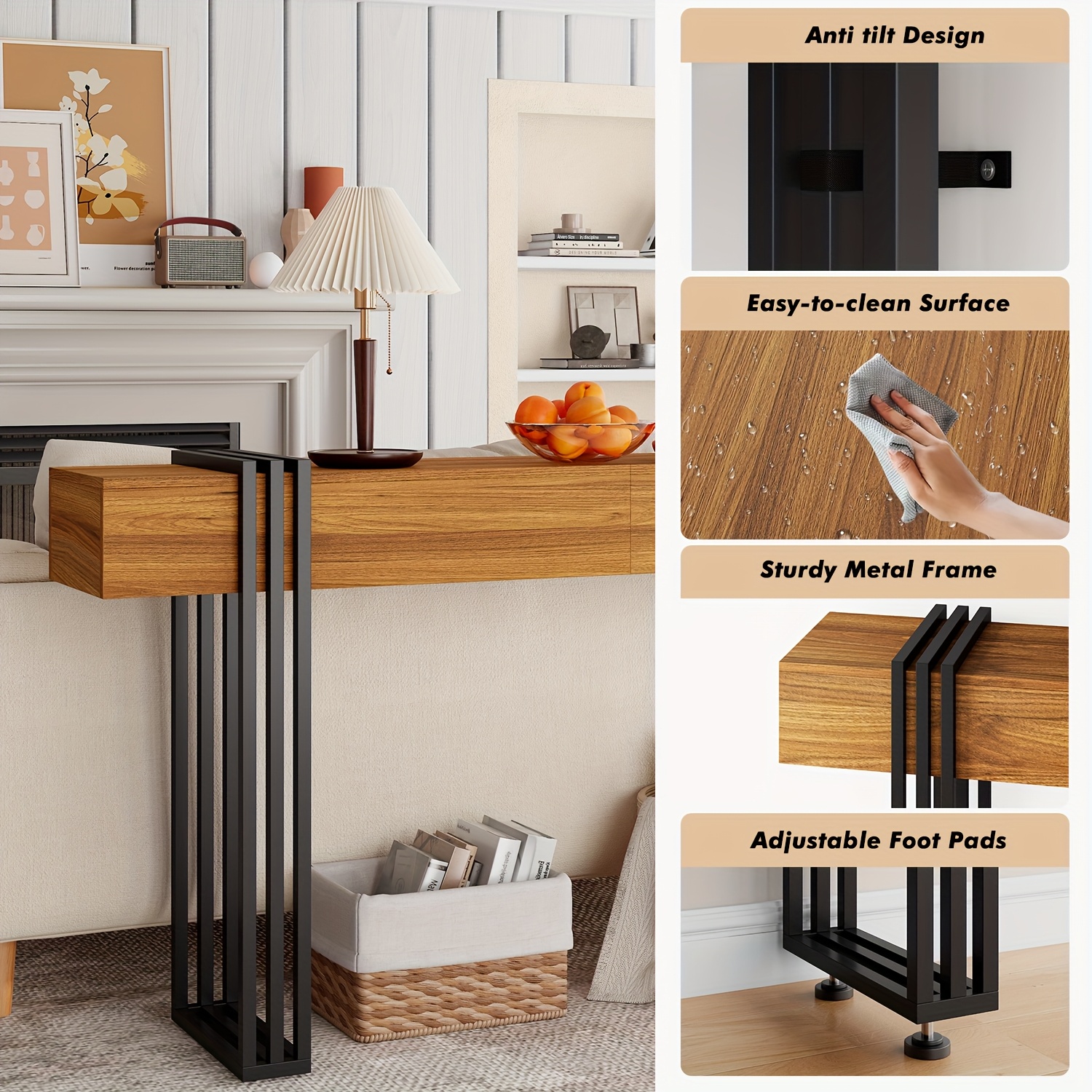 Industrial 63-Inch Long Console Table for Entryway 12 Industrial 63-Inch Console Table View