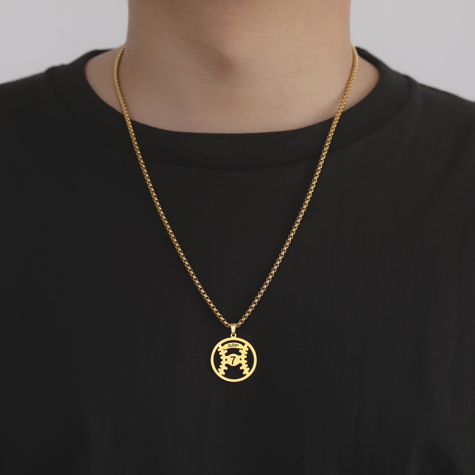 Customizable Baseball Number & Name Pendant Necklace