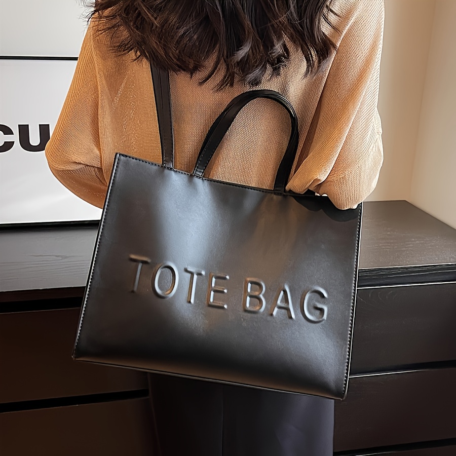 TEMU Pu Texture Large Capacity Bag, Women's Tote Bag, Vintage Commuting Shoulder Bag With "" Crossbody Bag, Perfect For Work, Business, And School, Durable And Easy To Carry