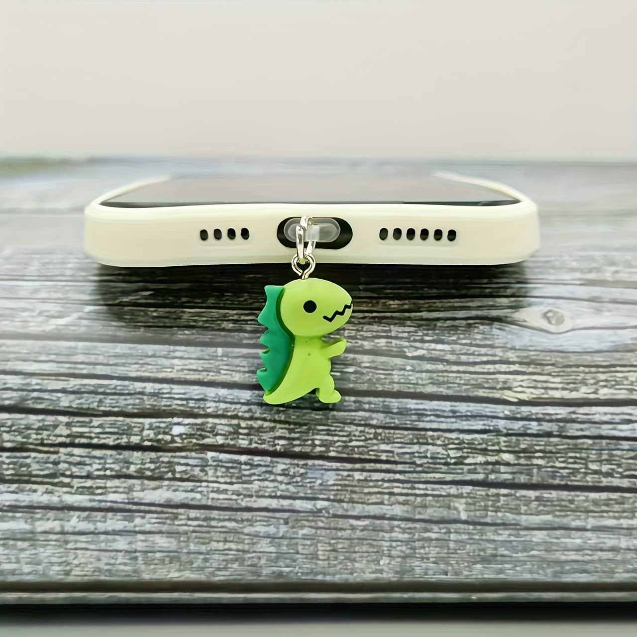 1pc Green Little Dinosaur/ornament/resin/phone Dust Plug, Suitable For Ios Lightning/type-c