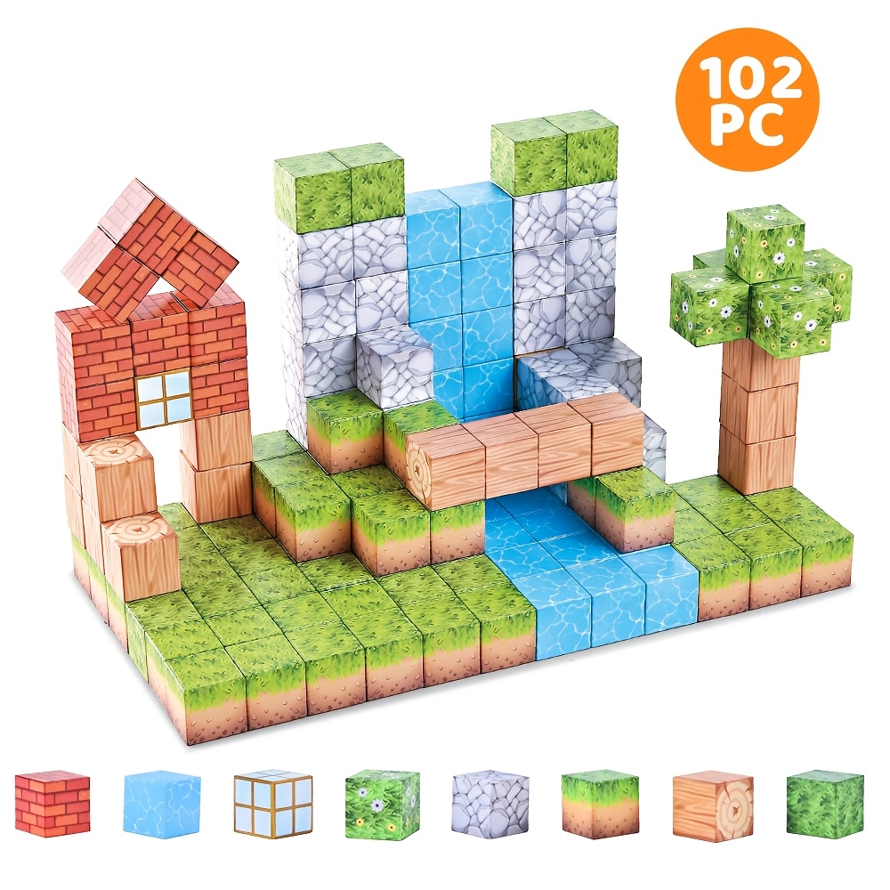 

102pcs Magnetic Building Blocks Set For - Vibrant Mixed Colors, High-quality Abs Material, Includes House, Tree, And - Ideal Christmas & Birthday Gift For , Magnetic Toys