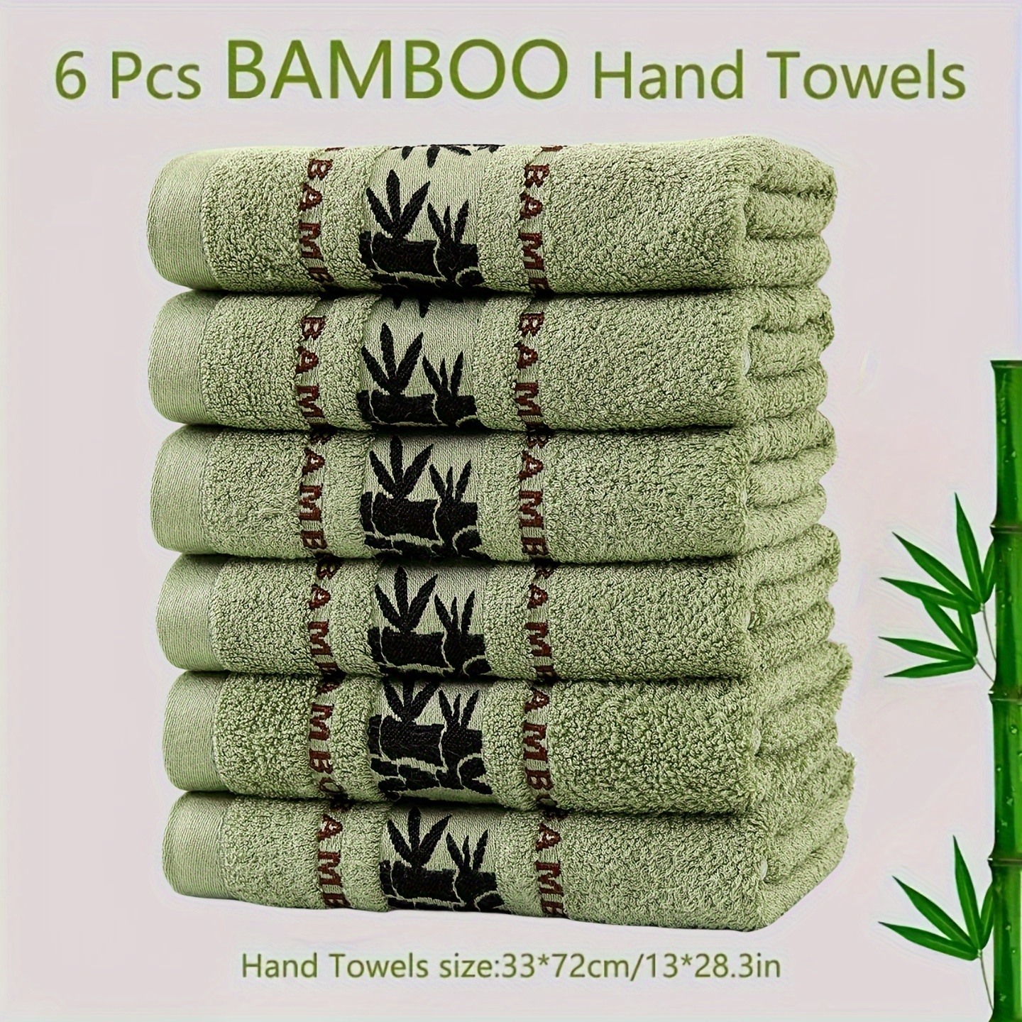 

6pcs Bamboo Embroidered Hand Towel Set, Absorbent & Quick-drying Showering Towel, Super Soft & Skin-friendly Bathing Towel, For Home Bathroom, Ideal Bathroom Supplies