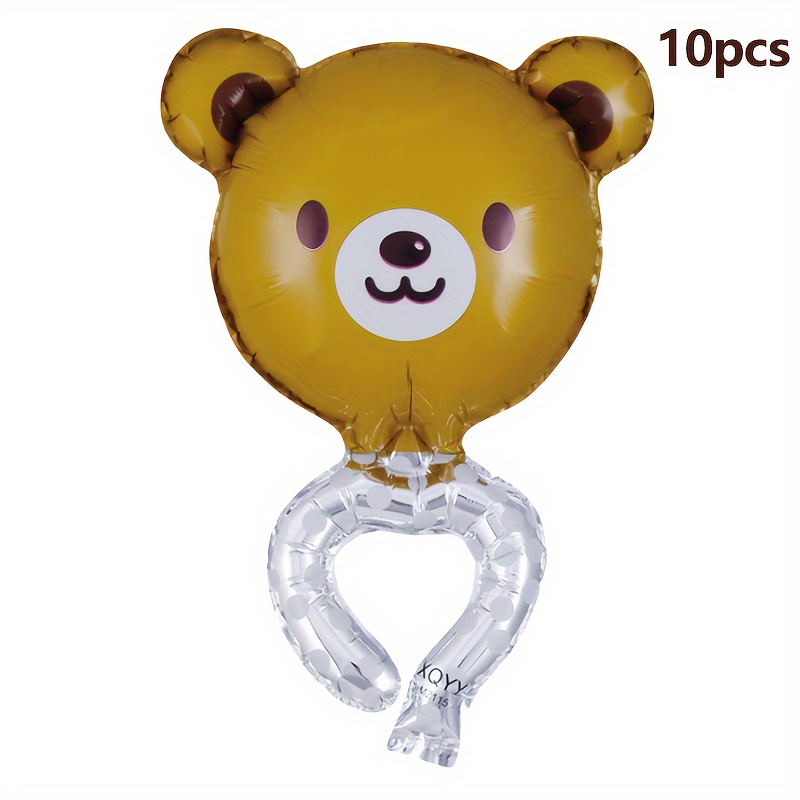 

10-pack Cartoon Bear Shaped Foil Balloons, Aluminum Film, Mixed Colors, Ideal For Birthdays & Themed Party Decorations, Suitable For Ages 14+ – Creative Gift For Festive Occasions & Interactive Games