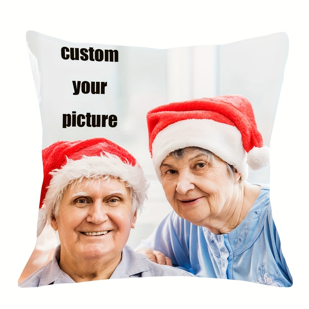 

Custom 18x18" Soft Plush Throw Pillow Cover - Personalized Christmas Family Photo, Festive Home & Sofa Decor, Zip Closure (pillow Not Included) Pillow Covers For Living Room Decor Pillows