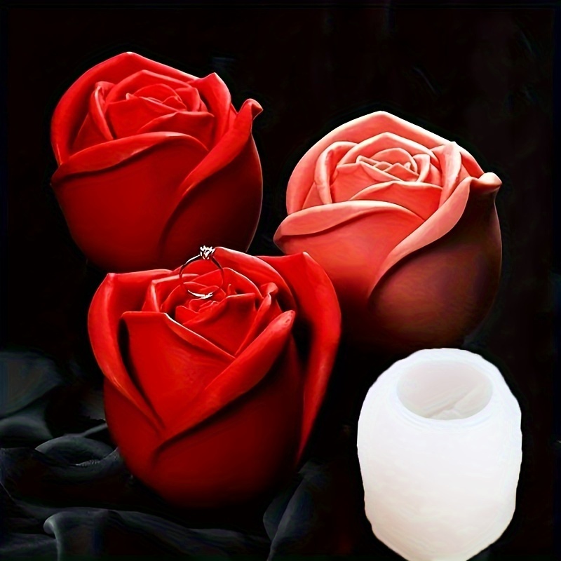 

1pc Epoxy Resin 3d Rose Flower Candle Silicone Mold, Valentine's Day, Mother's Day, Women's Day, Birthday Etc. Rose Flower Shape Silicone Mold For Handmade Home Desk Decoration