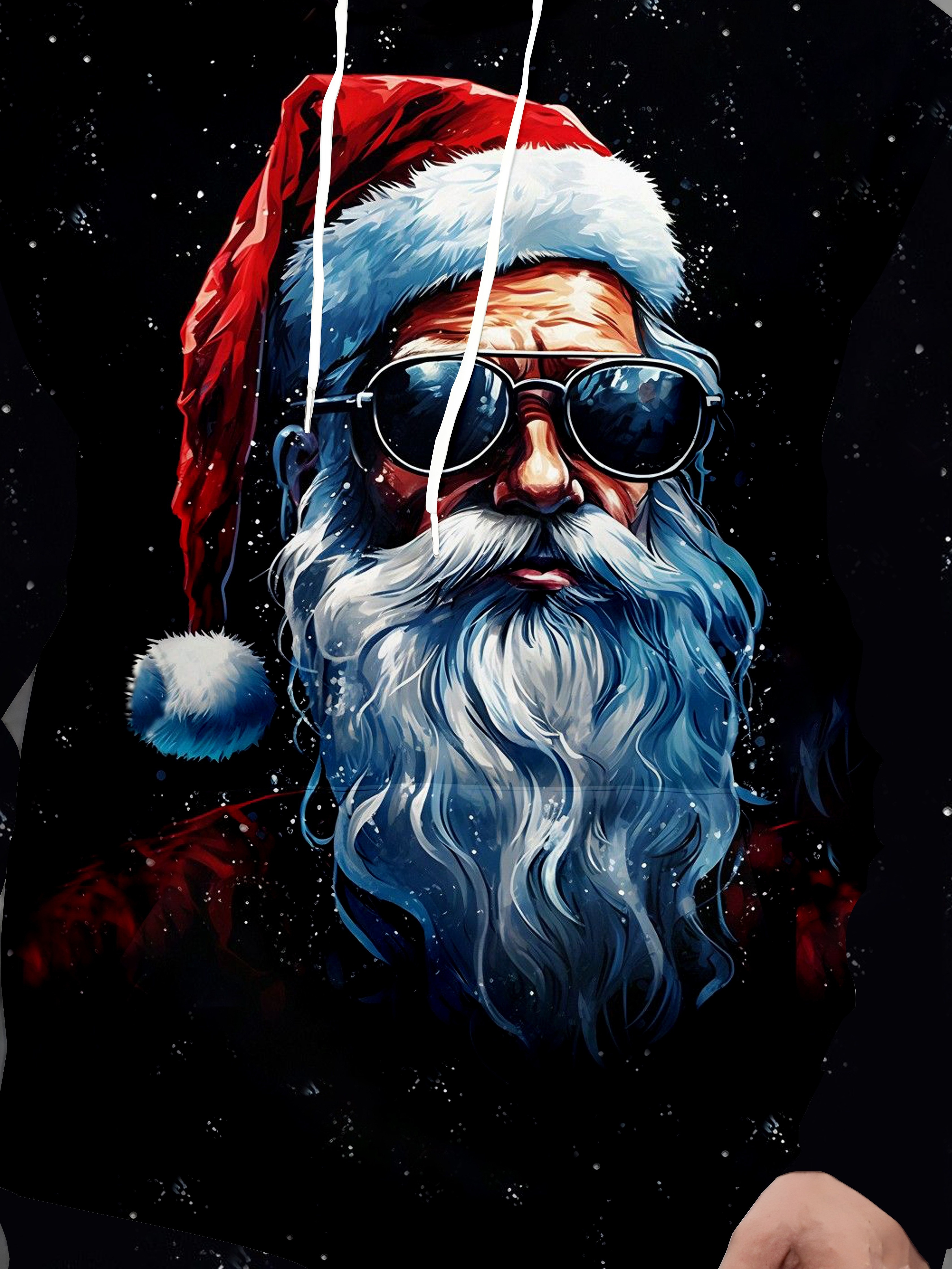 men's festive santa claus graphic hoodie cool christmas Temu Bahrain