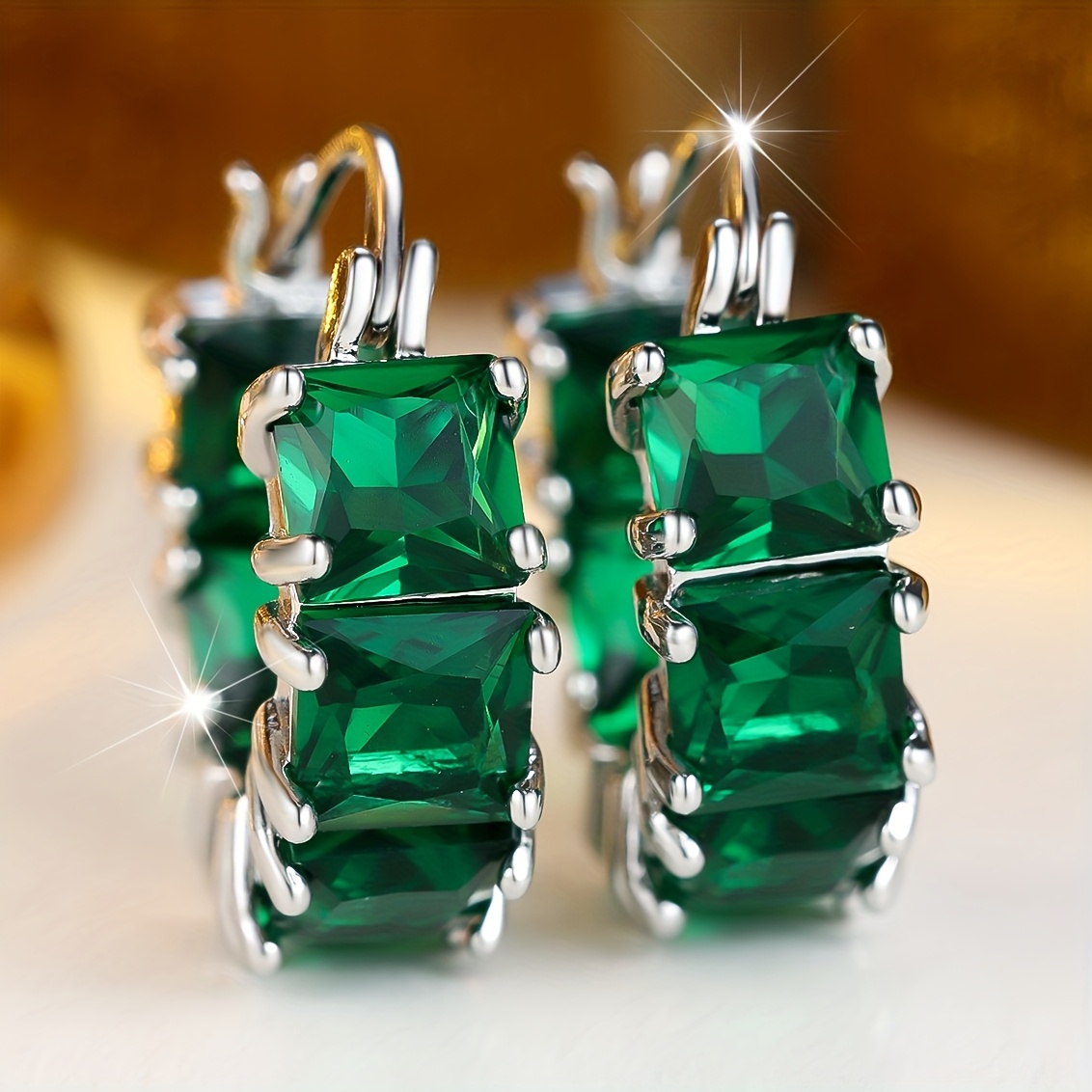 TEMU Angol Pair Of Women' Elegant Bohemian Cubic (cz) Earrings - K Plated Studs, Wedding Gift, Everyday Earrings Suitable For Wedding,, Daily Wear -