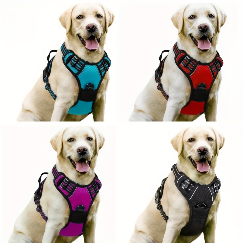 

Polyamide Dog Harness And Leash Set, Striped Reflective Pet Chest Vest For Large Breeds, Adjustable No-pull Training Harness With Heavy Duty Handle For Enhanced Control