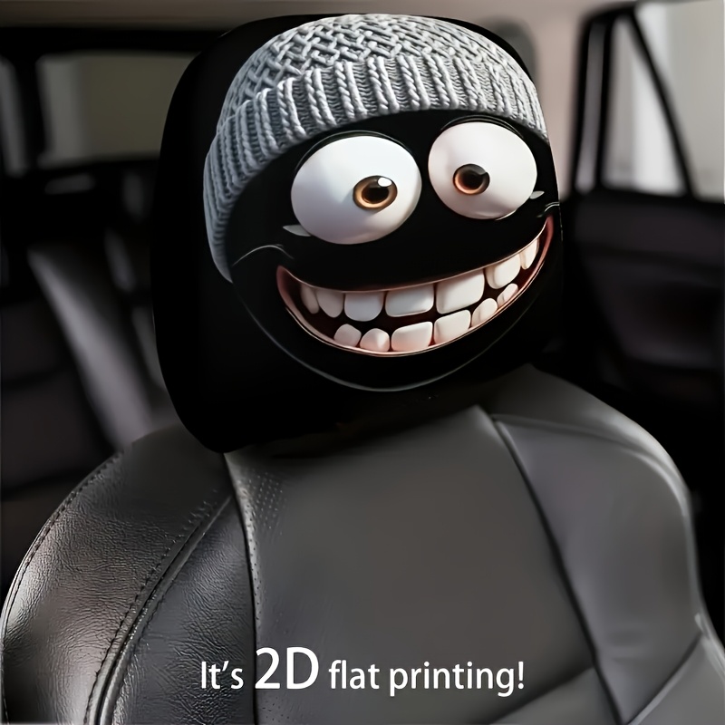 1pc Funny Car Headrest Cover, Cute Double-sided Printed Dust-proof Headrest Cover, , Car Interior Decoration