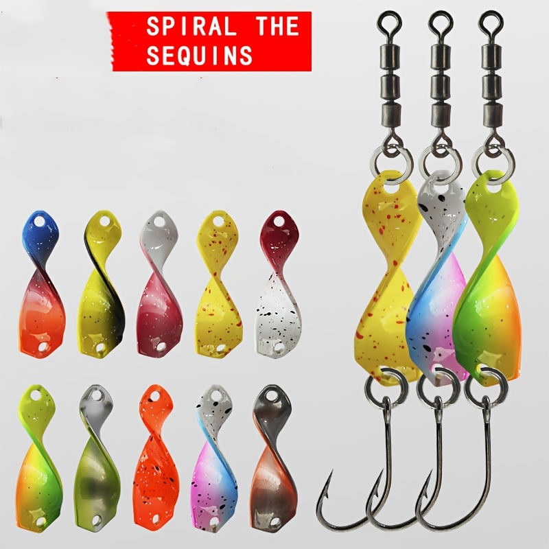 

10pcs Spiral Sequin Fishing Lure Set - Rotating, Long-cast Metal Baits For Bass, Trout & More - Colors