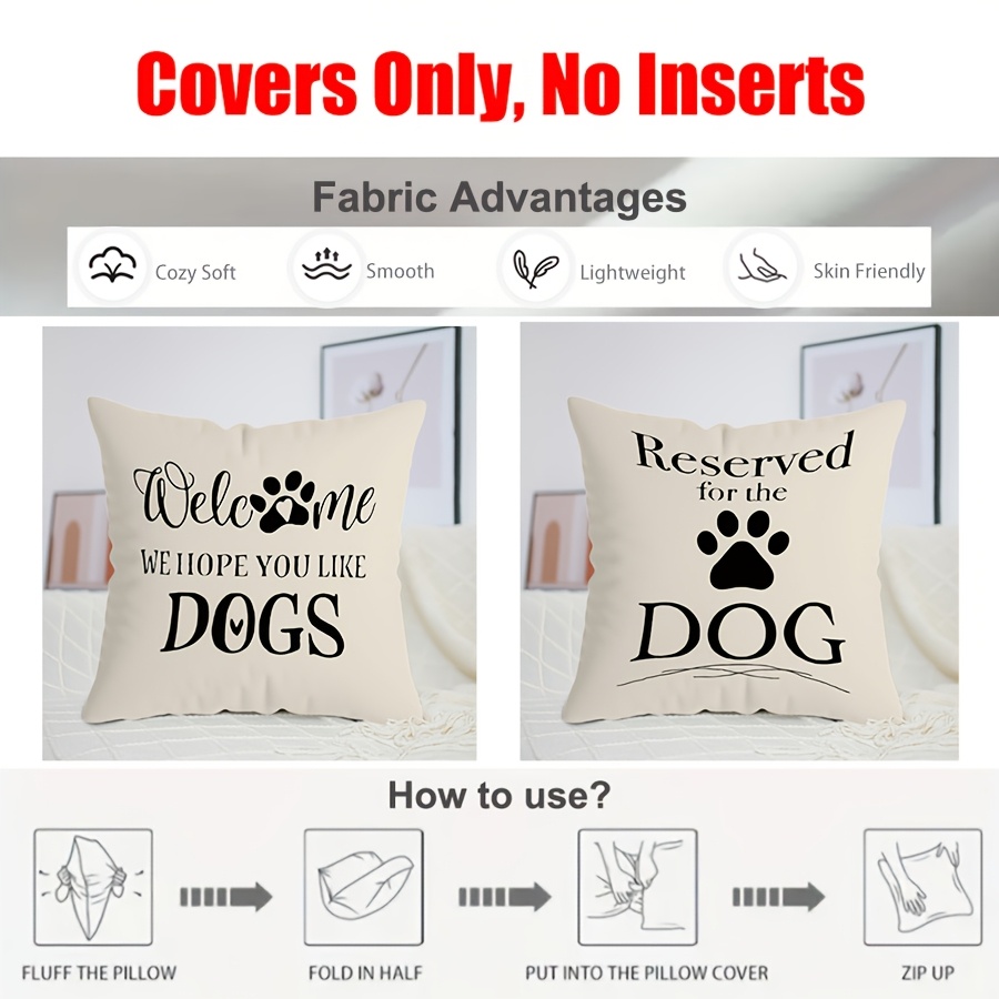 1pc   dog lovers   throw pillow cover humorous paw print   quotes soft polyester 17 7 x 17 7 inch zip closure ideal for sofa bed home decor perfect gift for pet enthusiasts   gifts   decor soft polyester cover dog decor details 7