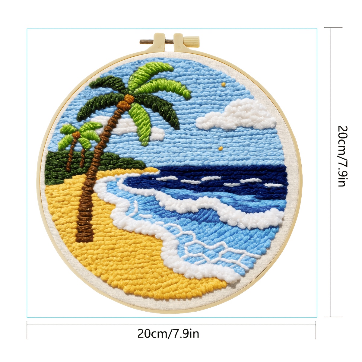 Coastal Scenery Pattern Punch Needle Embroidery Kit, Beginner Set