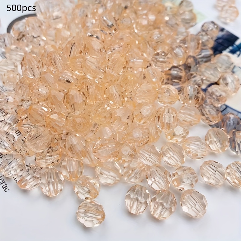 TEMU 500pz 32 Perline Angolari Trasparenti, 6Mm, Acrilico, Adatte per Borse, Gioielli e Decorazioni per la Casa