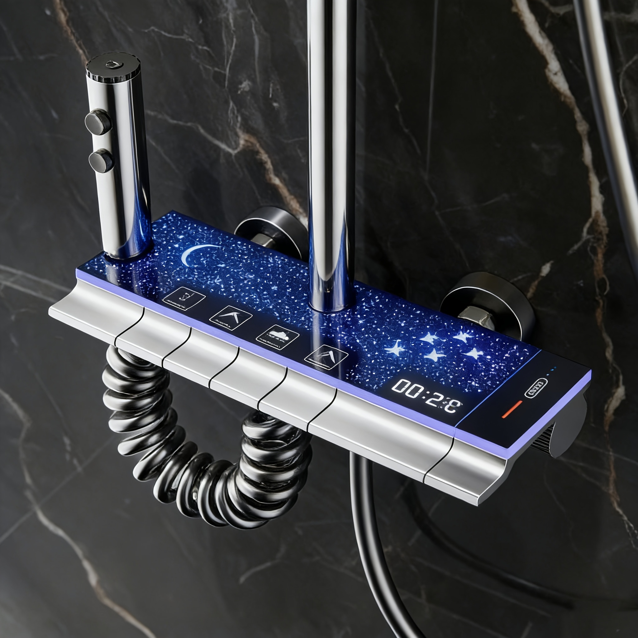 TEMU A Stylish Starry Sky Digital Display Shower Set - Starry Panel + Real-time Digital Display, Temperature Water At 40°c, To Temperature - Multiple