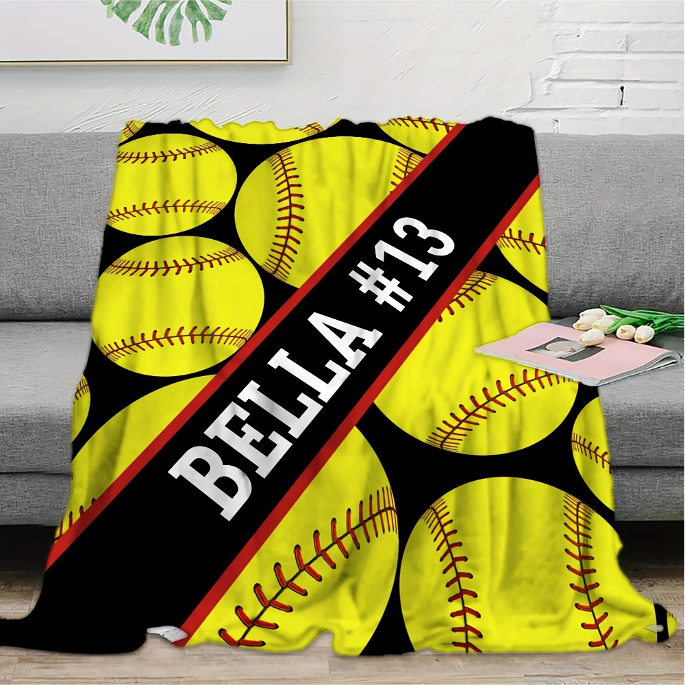 

Personalized Baseball Blanket: Bella #13 - Custom Name Comfort Fleece Throw, Suitable For Adults, Perfect For Home, Picnics, Or Travel - Durable And Versatile