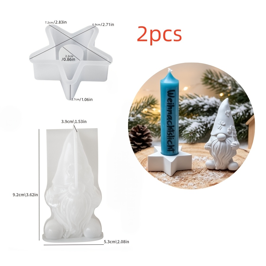 TEMU Stampo in argilla fai da te, 2 pz Stampo in silicone per base di candela a con ornamento nano natalizio, molto per la produzione di ornamenti