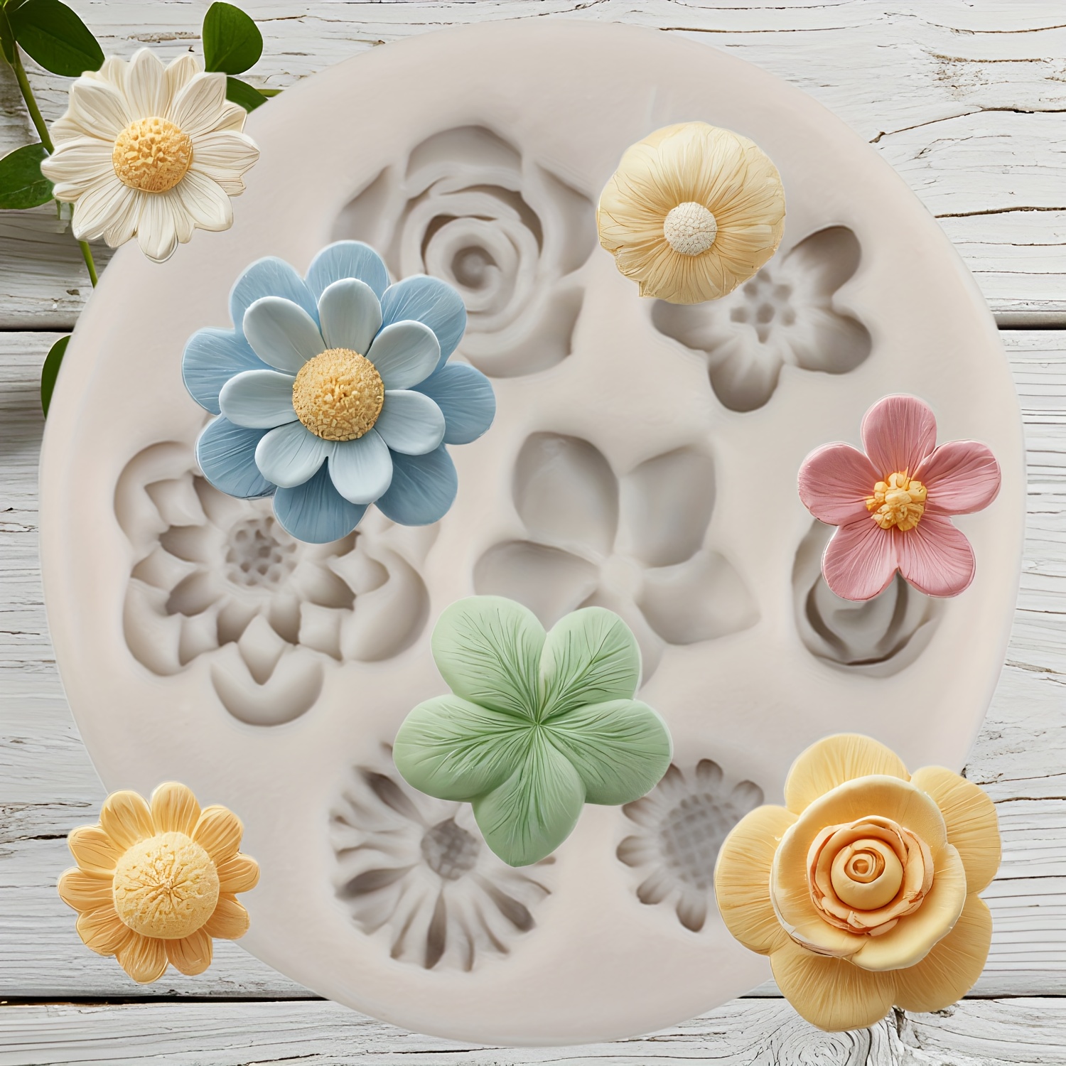 TEMU Petit moule en silicone Marguerite Plumeria Moules réutilisables en résine époxy pour bijoux polymère Décoration artisanale