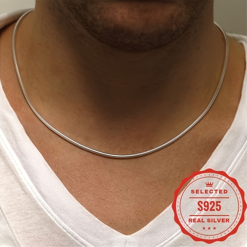 

925 Silver Snake Bone Chain Necklace - 3mm Round Snake Bone Chain Necklace, Stylish Jewelry Without Allergic Reactions, As A Holiday Gift For Ladies And Gentlemen