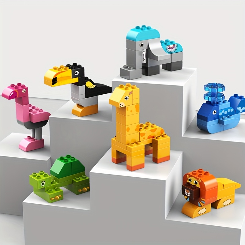Image of 102pcs Big Size Building Block Set, 7 Different Animal Model Building Blocks, Educational Construction Toys, Diy Puzzle Bricks, Birthday Gifts, Christmas Gifts, Assembled Toys