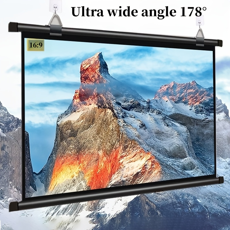 Image of Projector Screen 60-133 Inch Wall With Hooks Hd 4k 16:9, Wrinkle-free Foldable Portable Indoor Movie Projection Screen For School Office , Projection Screen