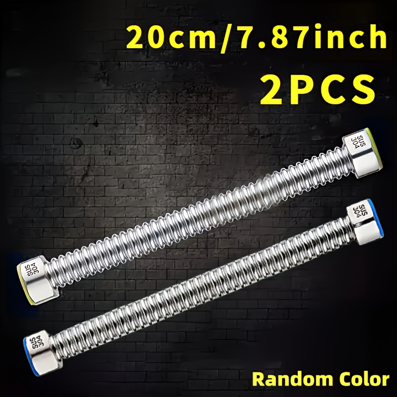 Image of 2pcs G1/2 304 Stainless-steel Bellows, Household Water Inlet Pipes, Connection Pipes For Toilets And Water Heaters, Metal Protective Inlet Hoses