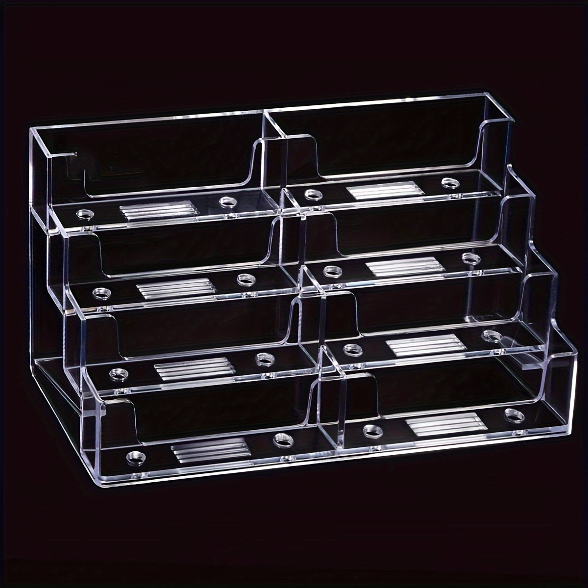 

Large-capacity 8-slot Business Card Holder - Transparent, Matte Finish Pvc Organizer For Office Use