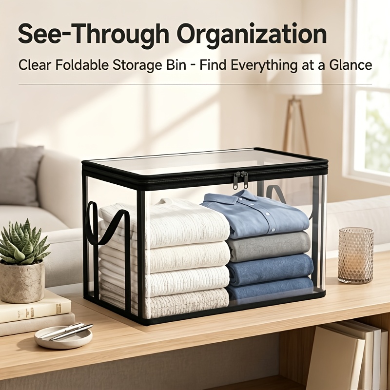 4pcs Large Clear Thick Storage Boxes with Hinged Lid
