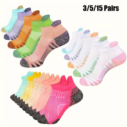 3 5 15pcs mens compression ankle socks breathable cushioned athletic socks with arch support low cut design gradient color options for running gym casual wear compression socks stylish sportswear durable construction fitness enthusiasts