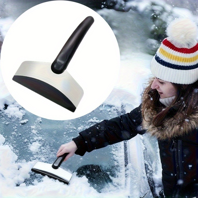 TEMU Tool For Removing Snow From Cars, Including A Scraper For Ice On Windshields, Designed For Winter Driving. Made Of Stainless Steel, This Compact