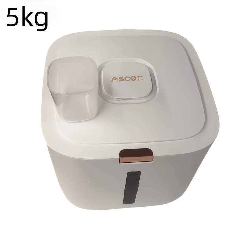 Image of 2pcs Set (rice Bucket And Measuring Cup) 5kg/10kg/15kg Bucket Insect-proof Sealed Storage Rice Container With Measuring Cup, Rice Flour Pet Food Multi-scene Use Kitchen Home Commercial Use