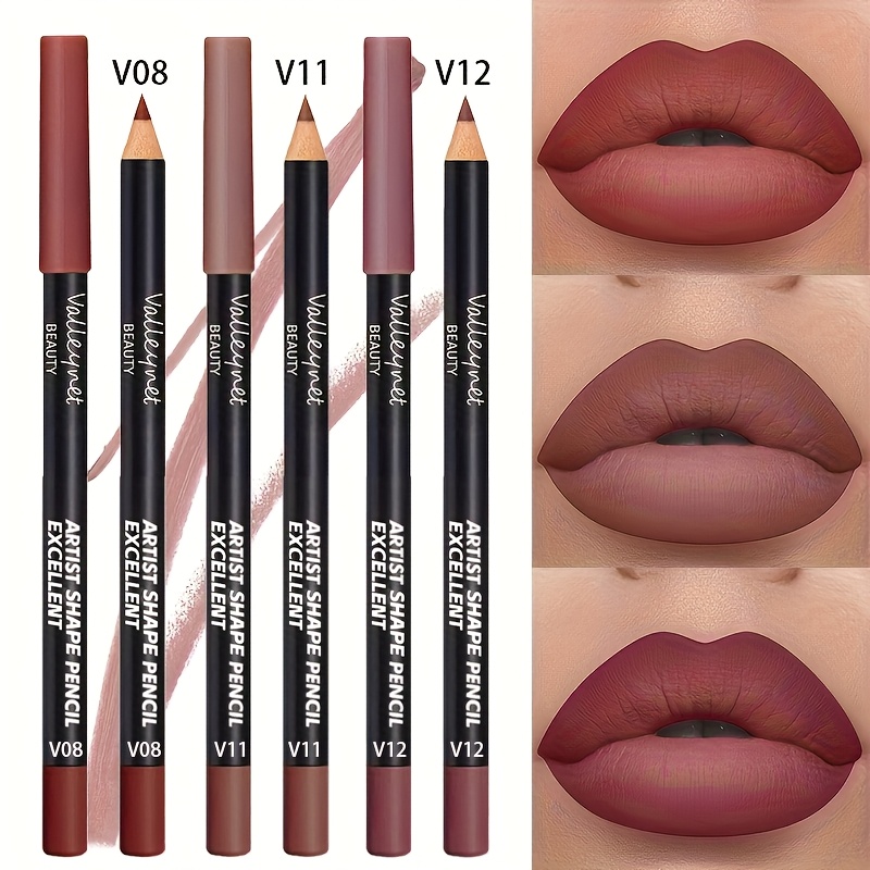3pcs/set Lip Liner Set & Eyeliner Set Long Lasting Matte Waterproof Lipstick 2 In 1 Eyeliner&lipliner Waterproof Lipliner Lipstick Set Women Lips Makeup Cosmetics Matte Lip Makeup Pen