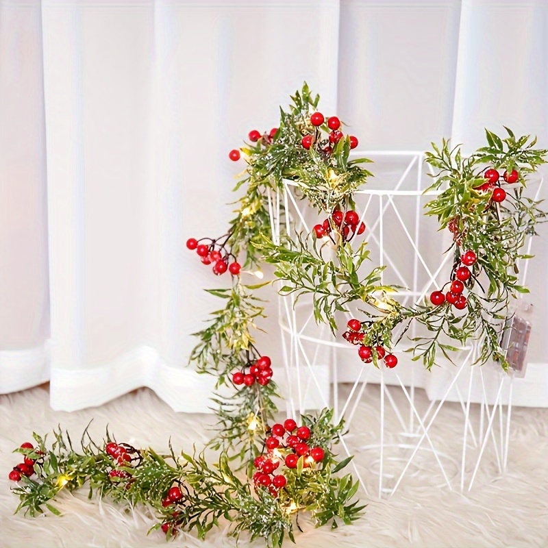 

78.74" Pre-lit Christmas Garland Red & - Battery Operated, Decor For , Fireplace,