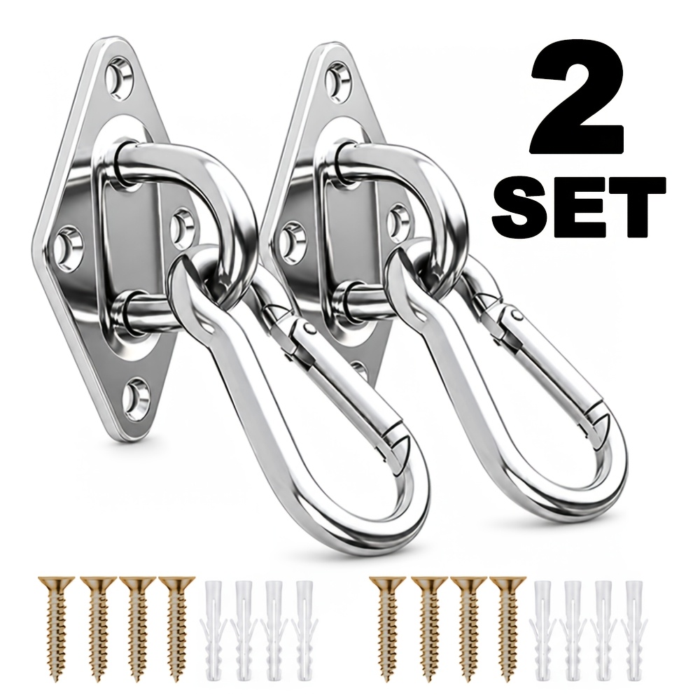 TEMU Set /4 Piastre con a cerniera a molla in acciaio inossidabile 304, Kit di sospensione per montaggio a parete e soffitto per carichi pesanti con