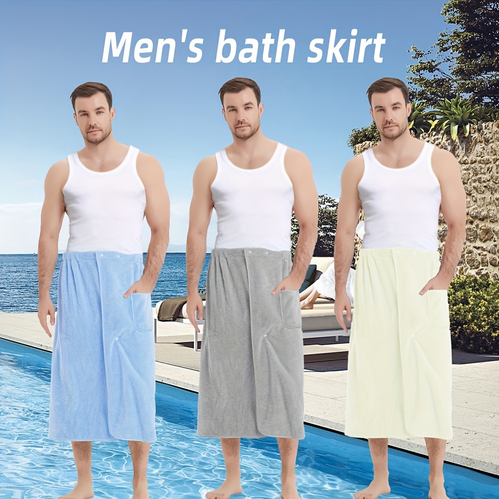 

1pc Super Absorbent Men's Bath Towel - Adjustable Elastic Bath Towel - Soft, 31.5 * 55 Inches, Men's Beach And Outdoor Sauna Short Skirt