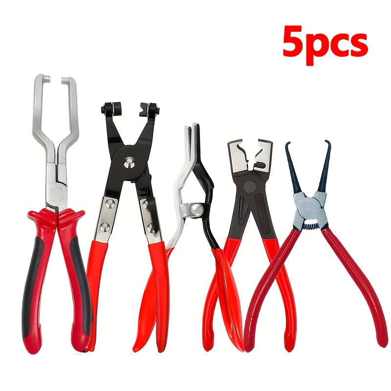 TEMU 5pcs Electrical Disconnect Tool Push Tab Remover, 9" Fuel Line Connector Pliers 7" Fuel Filter Caliper, Hose Remover And Hose Clamp Clip For