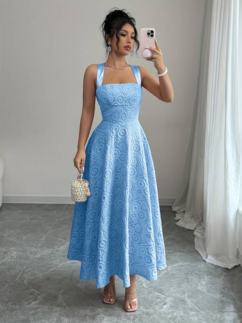 womens elegant sleeveless maxi dress with a solid pink polyester tie back detail adult wear cute dresse