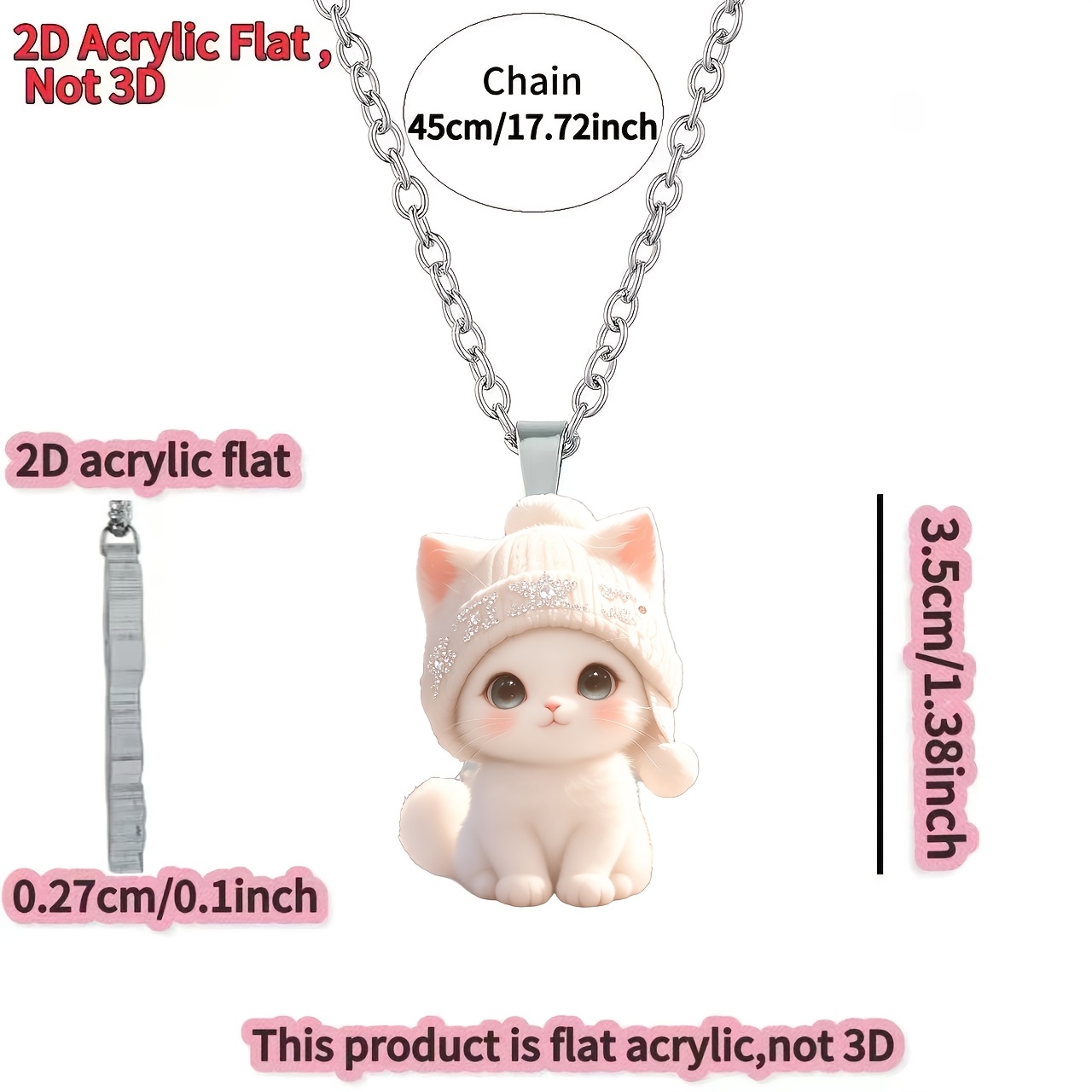 Women's Y-Shaped Cat Pendant Necklace, Cute Kitten Design