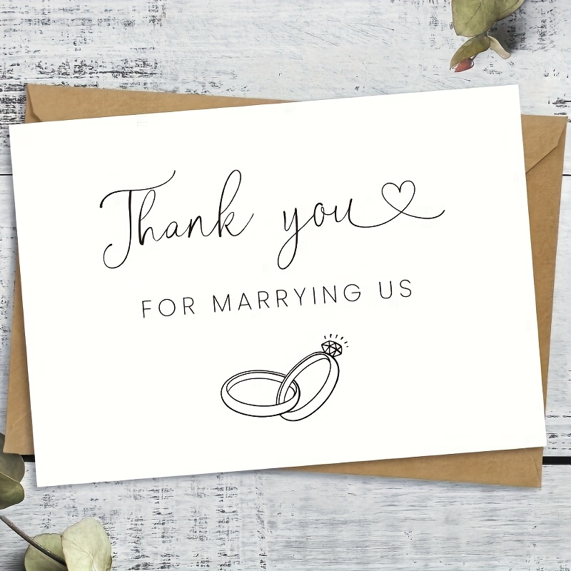 Image of Elegant Wedding Officiant Appreciation Card - "thank You For Us" Message, Heart & Rings Illustration, Perfect For Expressing Gratitude To Officiants