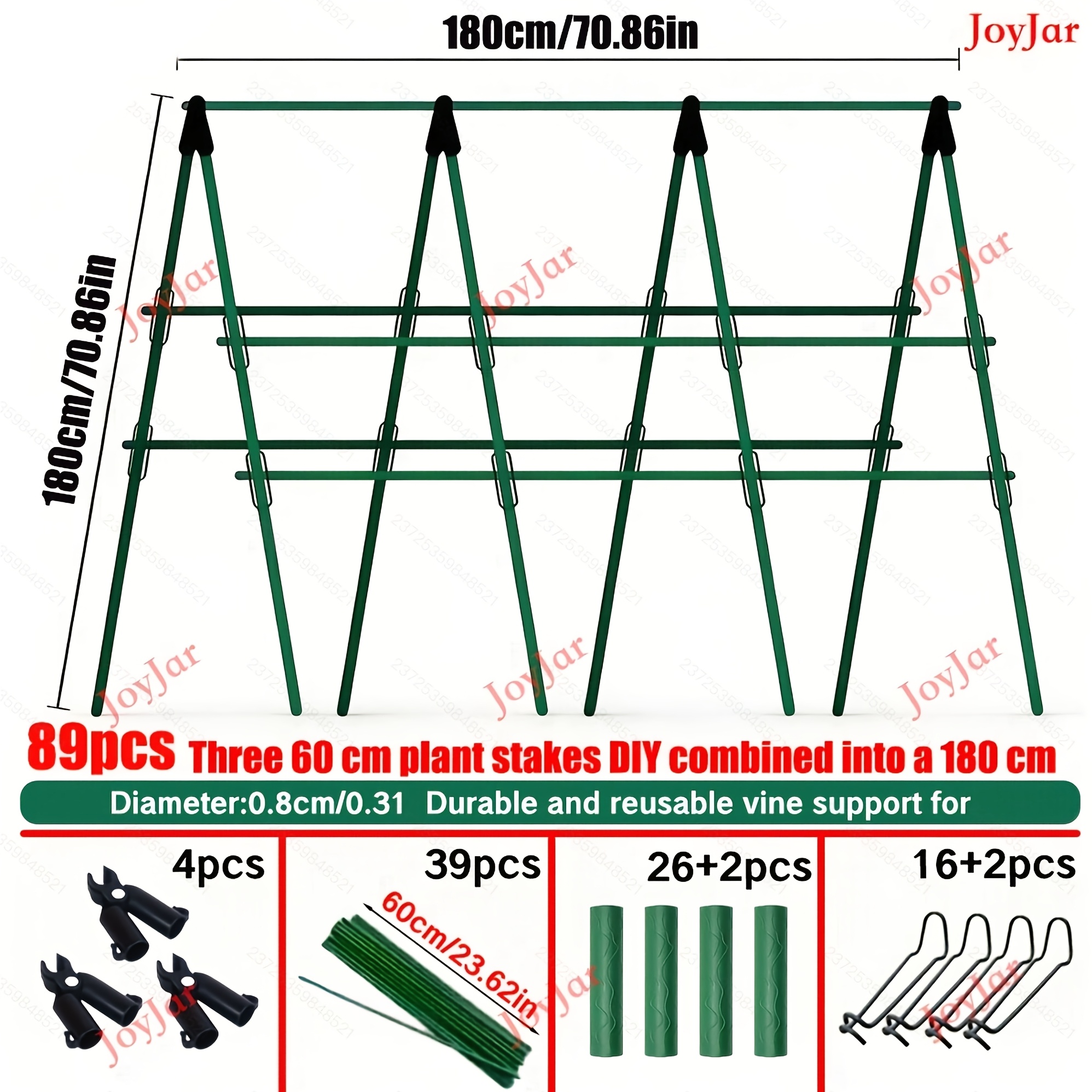 Image of Gardening Plant Support Diy Assemble Into 180cm X 180cm Plant Stand Pole Length 60cm Diameter 8mm Pe Coated Anti Slip Wear Resistant Suitable For Climbing Plant Support