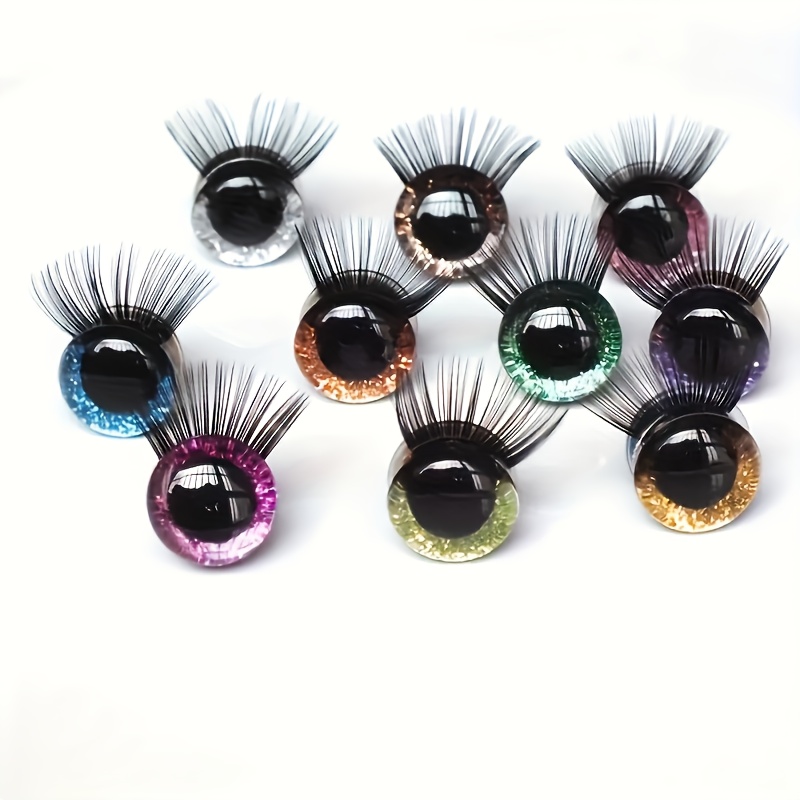 TEMU Set Of 20 Glittery Safety Eyeballs Measuring 20mm, Complete With Eyelashes, Perfect For Doll Eye Additions In Colors