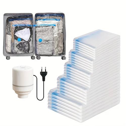 bolsas de almacenamiento al vacío con bomba eléctrica estándar , juego de 7, disponibles en 3 tamaños: , , pequeño. bolsas selladoras al vacío de con bomba eléctrica, ideales para ropa, viajes, edredones, mantas, ropa de cama y almohadas