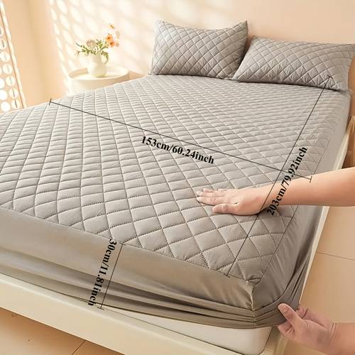 1 waterproof quilted mattress protective cover soft and comfortable ultrasonic carved polyester machine washed anti slip suitable for bedroom hotel bedding protection
