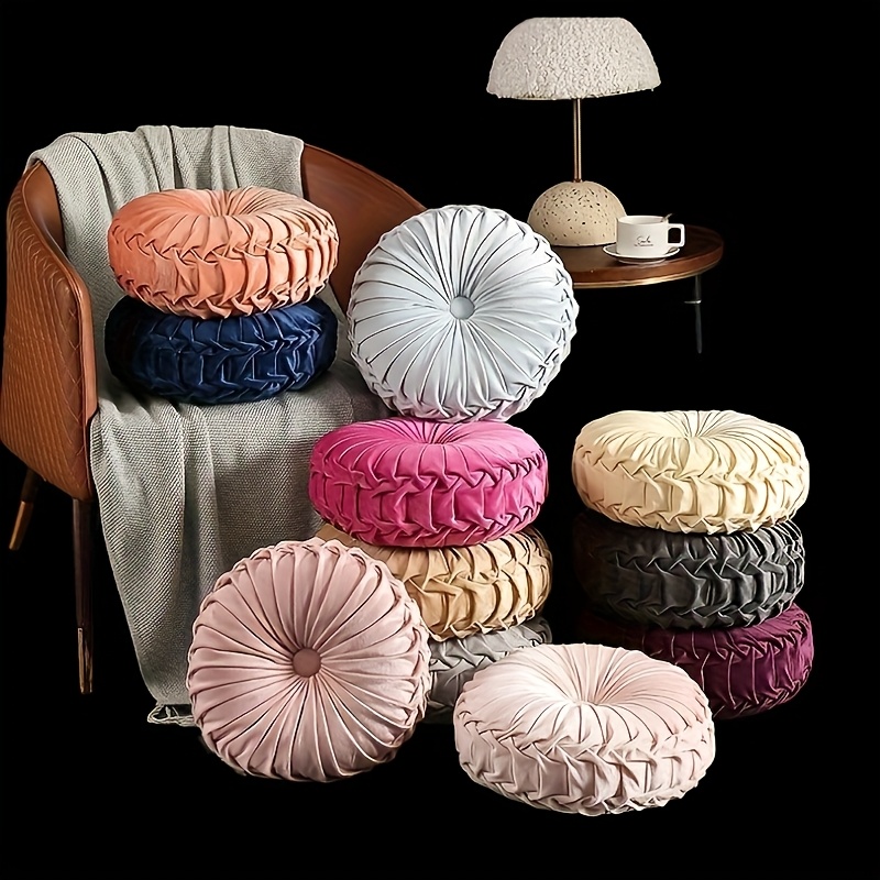 1pc elegant pumpkin shaped velvet throw   decorative cushion with zip closure for sofa couch bed and office chair versatile solid   decor pillows for couch 1